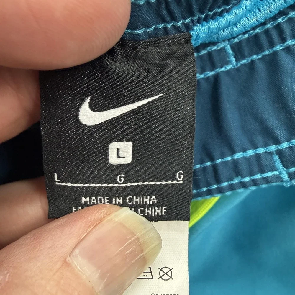 Nike Swim Shorts Mens Large Blue Colorblock Trunks Mesh‎ Lined Quick Dry